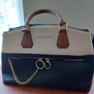 Adrienne Vittadini Shoulder Strap Black Brown and Cream Bag